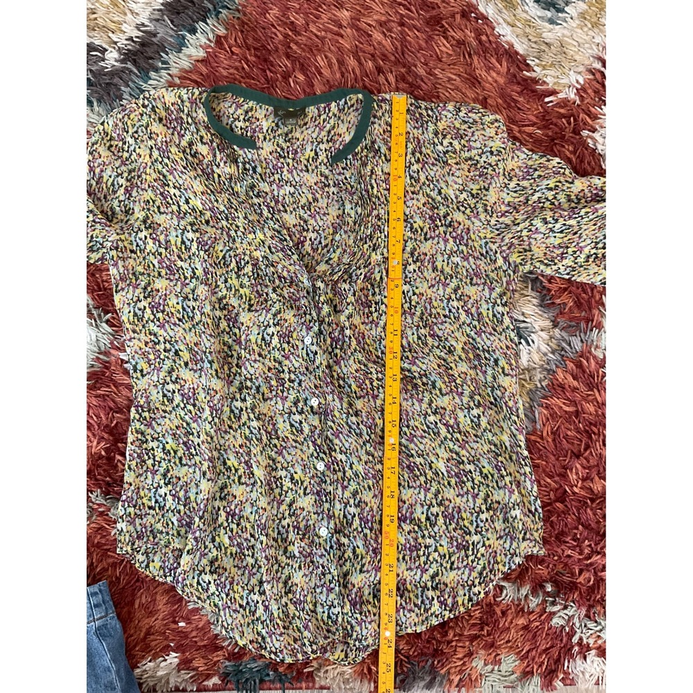 Fei Anthropologie 100% Silk Abstract Print Blouse Fairycore Whimsical boho - Picture 7 of 7